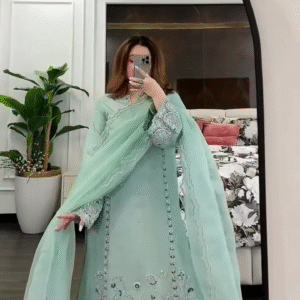 Elegant Blue & Grey Georgette Embroidery Sequence Salwar Suit – A Perfect Blend of Tradition and Glamour